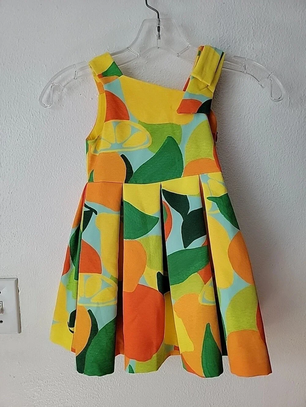 Abel And Lula Colorful Citrus Print Girls Sundress - Bright Yellow & Orange Sz 4